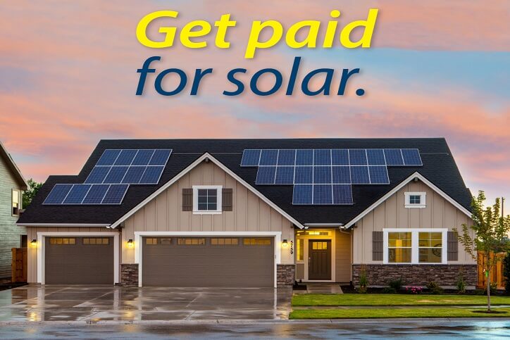 Get paid for solar text above house with solar panels