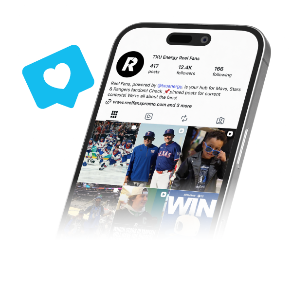 Image of phone showing TXU Energy Reels Fans page