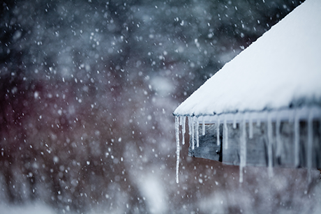 Image of a rooftop with icicles  