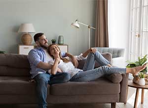 couple being comfortable at home