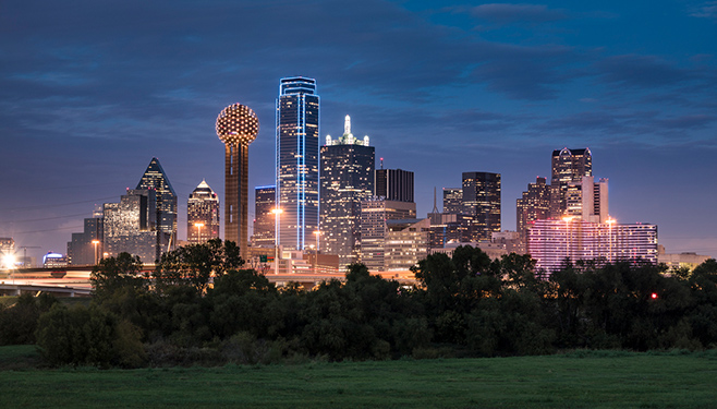 Dallas skyline at night