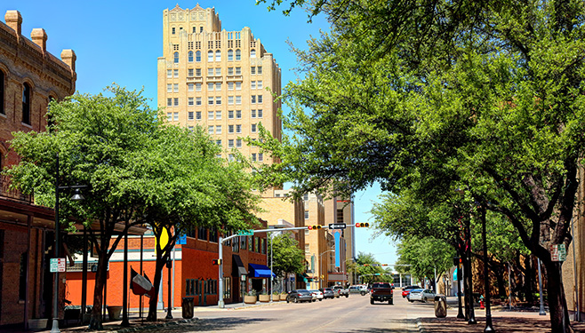 Street view of downtown Abilene, Texas