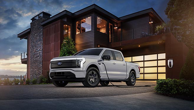Ford truck charging at home EV station